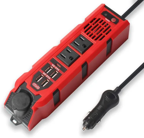 Vista 8 de BYGD Inversor de corriente de coche de 150 W para vehículos, DC 12 V a 110 V CA adaptador de enchufe de coche convertidor de salida con 1 toma