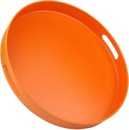 Vista 11 de Bandeja azul para mesa de café, bandeja decorativa rectangular de plástico con asas para entretenimiento, patio al aire libre, sala de estar