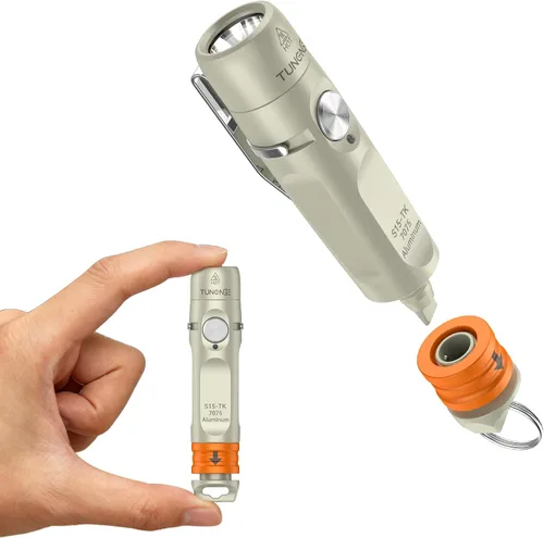 Vista 11 de Linterna recargable S15 con llavero 2 unidades, 650 lúmenes súper brillante EDC mini luz LED, luz de bolsillo portátil para emergencias, senderismo
