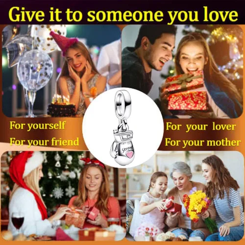 Vista 5 de Family Love You - Dijes colgantes de corazón para mujer, collar o pulsera en plata de ley 925, regalo de joyería para el día de la madre para mujer