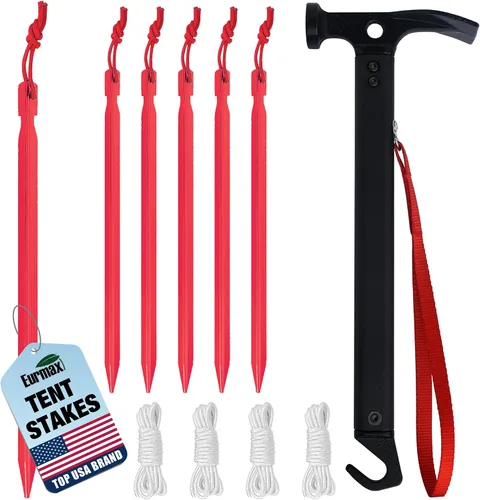 Vista 12 de Eurmax Paquete de 6 anclajes de acero inoxidable de 16 pulgadas para vientos fuertes, estacas galvanizadas de 1/2 pulgada, anclajes de tierra