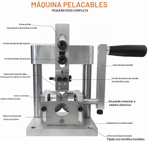 Vista 3 de Máquina para pelar cable de cobre - Herramienta manual de mango/taladro eléctrico para reciclaje de cable, rango de pelado 1mm-15mm