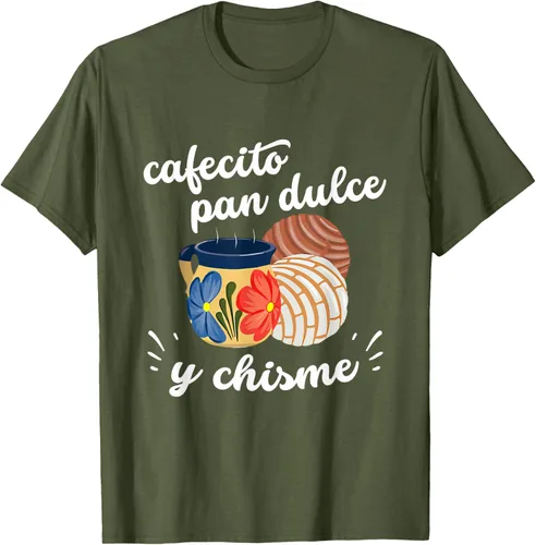 Vista 33 de Camiseta Cafecito Pan Dulce y Chisme Mexican Hispanic Pride Breakfast Negro