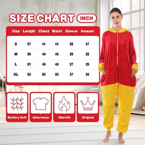 Vista 2 de JULGIRL Pijama unisex de franela para adultos, disfraz divertido de una pieza de animal para cosplay para mujeres y hombres