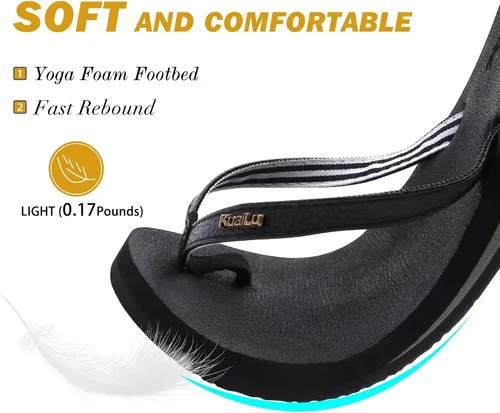 Vista 3 de KuaiLu Chanclas con soporte de arco para mujer, cómodas sandalias de yoga para caminar