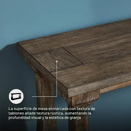Vista 5 de Signature Design by Ashley Johnelle - Mesa de sofá casual, mesa enmarcada con aspecto de tablón, acabado desgastado, chapas de olmo y madera, 60