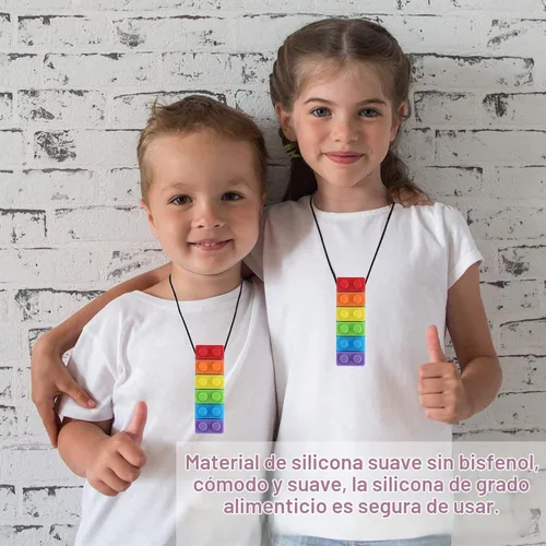 Vista 6 de Collar masticable, paquete de collar sensorial para niños con TDAH, autismo, necesidades de morder, palo masticable de motor oral, masticable