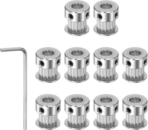 Vista 8 de HARFINGTON Polea de sincronización 2GT 16 dientes de 0.197 in de diámetro 0.512 in de diámetro polea de correa de distribución de aluminio con llave