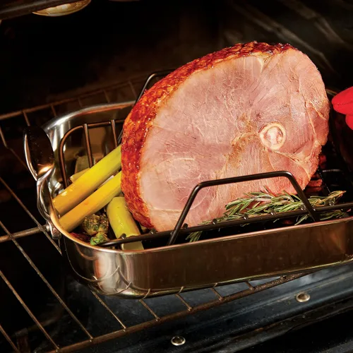 Vista 10 de All-Clad Asador Especial de Acero Inoxidable con Estante Antiadherente de 11x14 Pulgadas Apto para Horno y Asador Seguro hasta 600°F, Cacerolas
