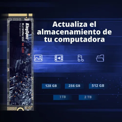 Vista 7 de KingSpec SSD 256GB, M.2 NVMe Gen3x4 SSD 2280 - Hasta 2400 MB/s, unidad interna de estado sólido con flash NAND 3D, compatible con computadoras