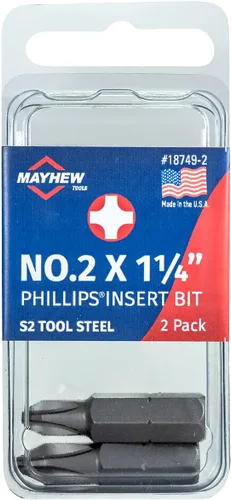 Vista 6 de Mayhew Tools 18748-2 Phillips Broca de inserción de vástago de 5/16 pulgadas, n.º 1 x 1.25 pulgadas, paquete de 2