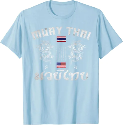 Vista 84 de Camiseta de equipo de entrenamiento de boxeo Muay Thai con bandera estadounidense de Tailandia, Negro, S