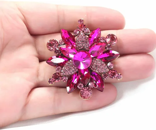 Vista 8 de YOQUCOL Broche con forma de flor de diamantes de imitación de cristal austriaco vintage para mujer