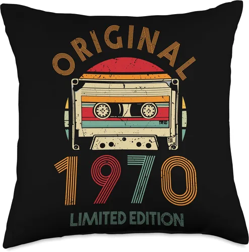 Vista 4 de Retro Limited Edition 1970 Cassette Tape 54th Birthday Throw Pillow