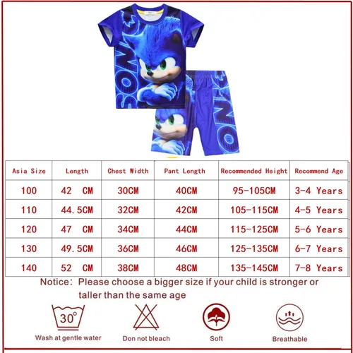 Vista 2 de Camisetas gráficas de dibujos animados de Soni-c para niños, disfraz divertido de videojuegos en 3D, camisetas para niños, ropa de verano de 3 a 8