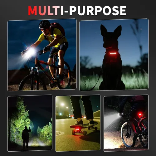 Vista 15 de Bike Light for Night Riding, 2000LM/1000LM Bicycle Headlight & Taillight, Multiple Modes,3000mAh/2000mAh USB C Rechargeable Waterproof LED Bright