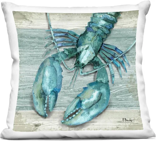 Vista 11 de Stupell Industries Paul Brent - Almohada de natación azul con diseño de tortuga marina y contorno de coral, 18 x 18 pulgadas
