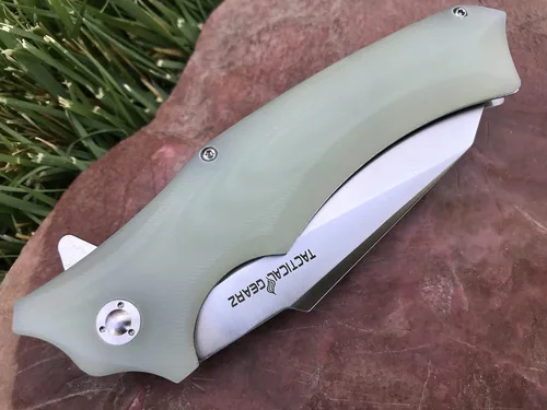 Vista 4 de TACTICAL GEARZ Cuchillo plegable de bolsillo, mango G10, hoja de acero inoxidable 9Cr18MoV, incluye funda (Vex Ice)