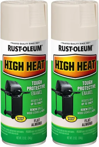Vista 14 de Rust-Oleum 7750830 Pintura en aerosol de esmalte de alta temperatura, 12 onzas, almendra Protección de hasta 1200 °F, parrillas, ahumadores
