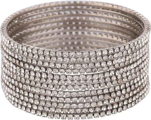 Vista 11 de Efulgenz - Brazalete con estrás indio de cristal CZ, brazalete nupcial de Bollywood para joyería de mujer Dorado