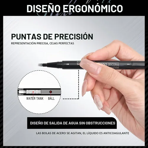 Vista 5 de Pluma líquida 2 en 1, punta fina de 1/2 punta, cejas, forro, barba, cabello (1#marrón claro)