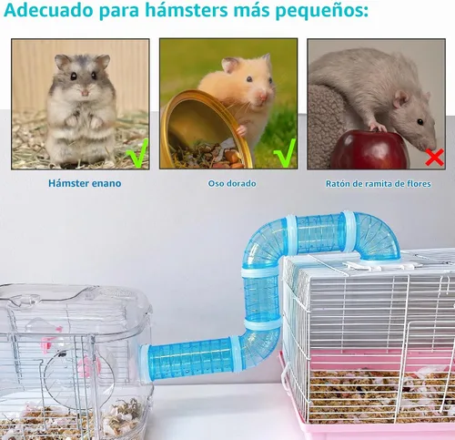 Vista 7 de 8 piezas de tubo de túnel de hámster DIY surtido de juguete transparente de aventura tubo de juego juego de ejercicios para ratón, hámster sirio