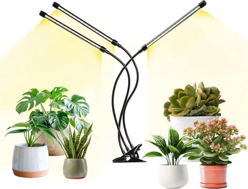 Vista 30 de iPower - Lámpara LED de crecimiento con espectro completo para plantas de interior, cuello de cisne ajustable, 2/3 modos de luz y 5/10 niveles