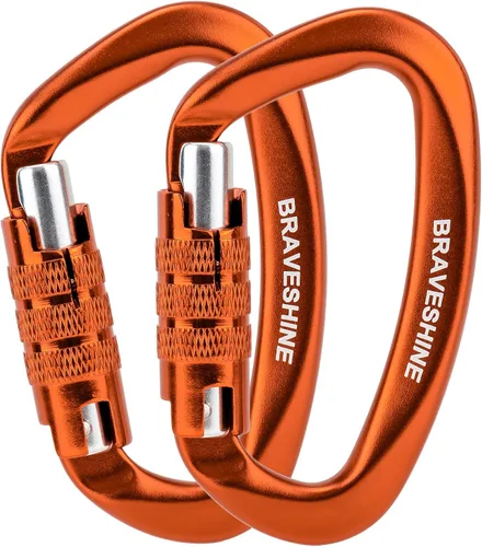 Vista 10 de Clips de mosquetón resistentes 12KN Aluminio D Ring Double Lock Caribeaner Hooks