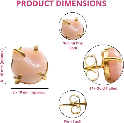 Vista 97 de Gempires Natural Raw Prong Setting Stud Earrings, 8-10 mm Crystals Earring, Handmade Jewelry, Gift for Her