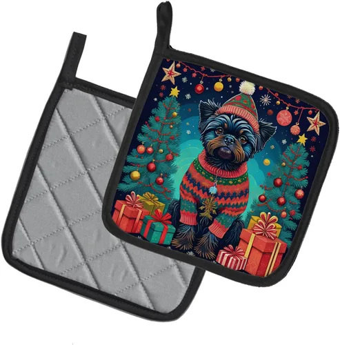 Vista 2 de Affenpinscher - Par de soportes para ollas de Navidad
