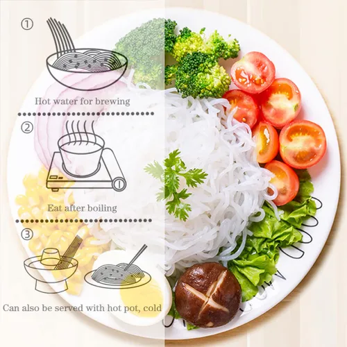 Vista 5 de JTEDZI Shirataki Konjac - Fideos Shirataki secos aptos para veganos, fideos bajos en carbohidratos, pasta Konjac sin gluten, sin grasa, 14.1 onzas