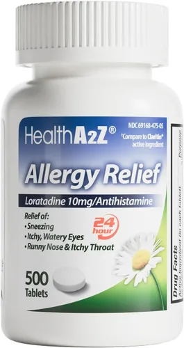 Vista 10 de HealthA2Z® Alivio para la alergia Loratadina 10 mg Antihistamínico Sin somnolencia Alivio de la picazón de garganta, estornudos, secreciones