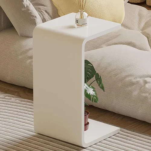 Vista 8 de Mesas auxiliares para dormitorio, mesa auxiliar en forma de C para sala de estar, mesa auxiliar acrílica multiusos, para sala de estar, dormitorio