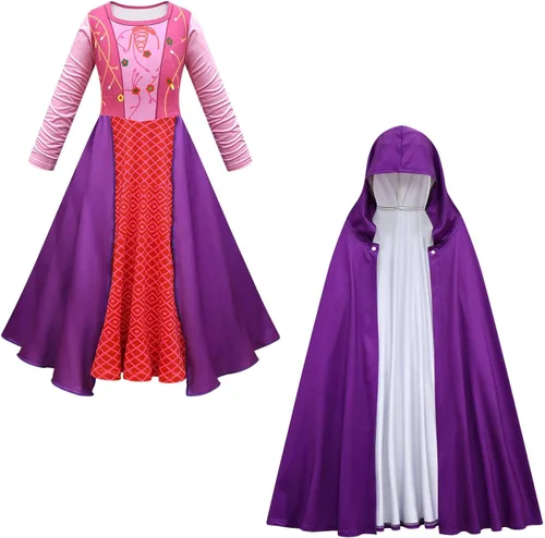 Vista 3 de Disfraz de Sanderson para niñas disfraz de Winifred Sarah para niños disfraz de bruja de Halloween capa