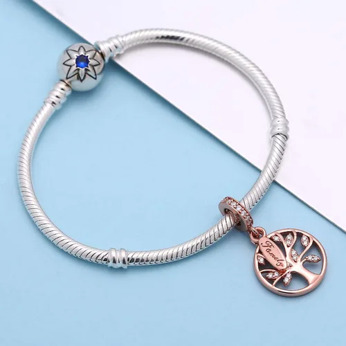 Vista 2 de SOUKISS Abalorio de plata de ley 925 con diseño de árbol de la vida familiar para pulsera europea