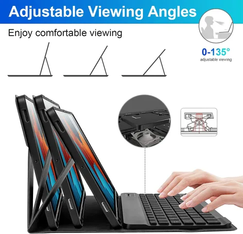 Vista 7 de LAMA Funda con teclado retroiluminado con mouse para Samsung Galaxy Tab S10 Lite/S10 FE/S9 FE de 10.9 pulgadas, funda delgada con teclado y mouse