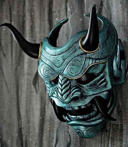 Vista 3 de Máscara de Airsoft Samurai Assassin Demon Oni BB Gun Halloween Cosplay malvado DA07