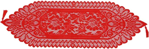 Vista 6 de mookaitedecor Camino de mesa de encaje rojo para decoración de café de fiesta de Navidad