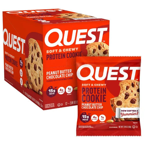 Vista 12 de Quest Nutrition Galleta de proteínas de mantequilla de cacahuete, 15g de proteínas, 1g de azúcar, 5g de carbohidratos netos, apta para dieta Keto