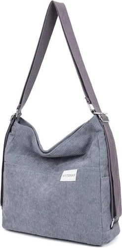 Vista 12 de Mochila Tote Bolso Bandolera de Pana para Mujer, Bolsos de Hombro Convertibles, Bolso de Mano de Diseñador para Universidad, Trabajo