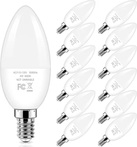 Vista 9 de Bombillas Brightever de candelabro E12 LED, equivalentes a 40 vatios, 4 W, blanco cálido 2700 K, bombillas para ventiladores de techo, luces de vela