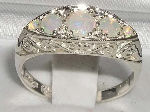 Vista 2 de Anillo de plata de ley 925 con ópalo natural para mujer, tallas 4 a 12 disponibles