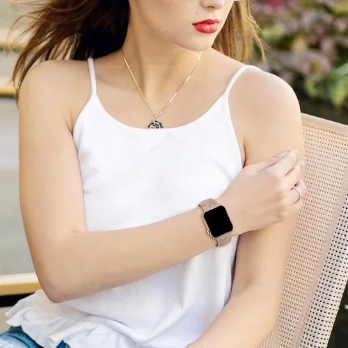 Vista 5 de Paquete de 3 correas de silicona grabadas florales compatibles con Apple Watch Band de 1.496 pulgadas, 1.575 pulgadas, 1.614 pulgadas, 1.654
