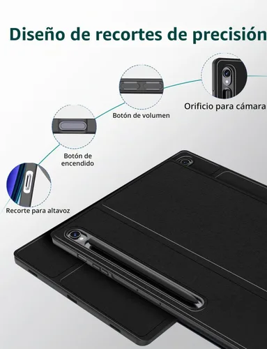 Vista 8 de Funda para teclado retroiluminada para Samsung Galaxy Tab S10 Lite/S10 FE/S9 FE 5G 10.9"/ Tab S9 11", teclado inalámbrico desmontable magnético de 7