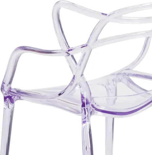 Vista 7 de Flash Furniture Josh - Juego de 4 sillas laterales apilables transparentes de la serie Nesting