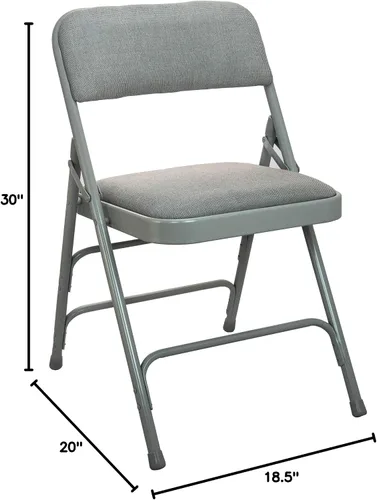 Vista 2 de EMMA + OLIVER Paquete de 2 sillas plegables de metal acolchado gris con asiento de tela