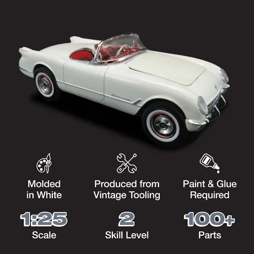 Vista 2 de AMT 1953 Chevy Corvette (USPS Stamp Series) Kit de modelo a escala 1:25, color de fábrica