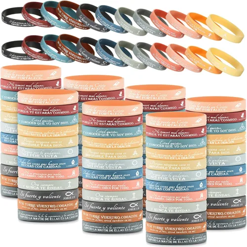 Vista 10 de 120 pulseras cristianas de silicona a granel, 12 estilos Colores brillantes