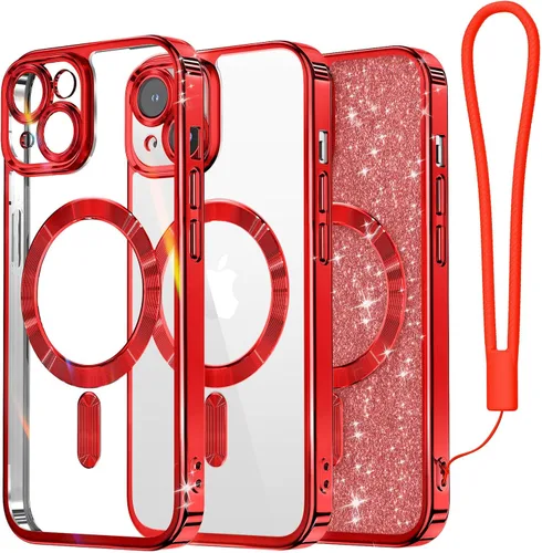 Vista 47 de Meifigno - Funda diseñada para el iPhone 16 Pro de 6.3", [Tarjeta de purpurina y correa para la muñeca] [Compatible con MagSafe]