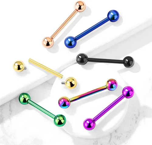 Vista 4 de Pierced Owl - 14G G23 Implant Grade Solid Titanium PVD Plated Internally Threaded Nipple Barbells, Sold as a Pair